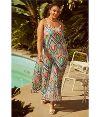 Skies Are Blue Plus Size Pleated Sleeveless Maxi Dress