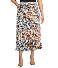 Skies Are Blue Plus Size Printed Pleated Skirt