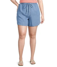 Skies Are Blue Plus Size Pull-On Washed Tencel Shorts