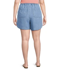 Skies Are Blue Plus Size Pull-On Washed Tencel Shorts