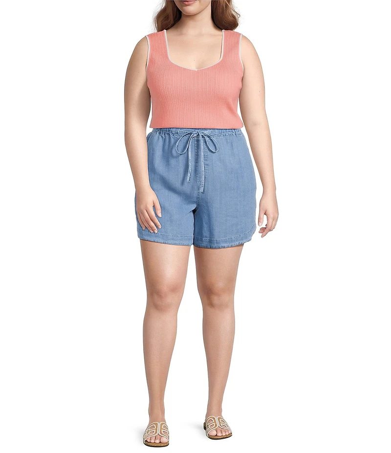 Skies Are Blue Plus Size Pull-On Washed Tencel Shorts