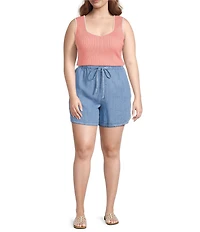 Skies Are Blue Plus Size Pull-On Washed Tencel Shorts