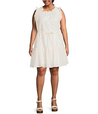 Skies Are Blue Plus Size Ruffle Ladder Lace Baby Doll Mini Dress