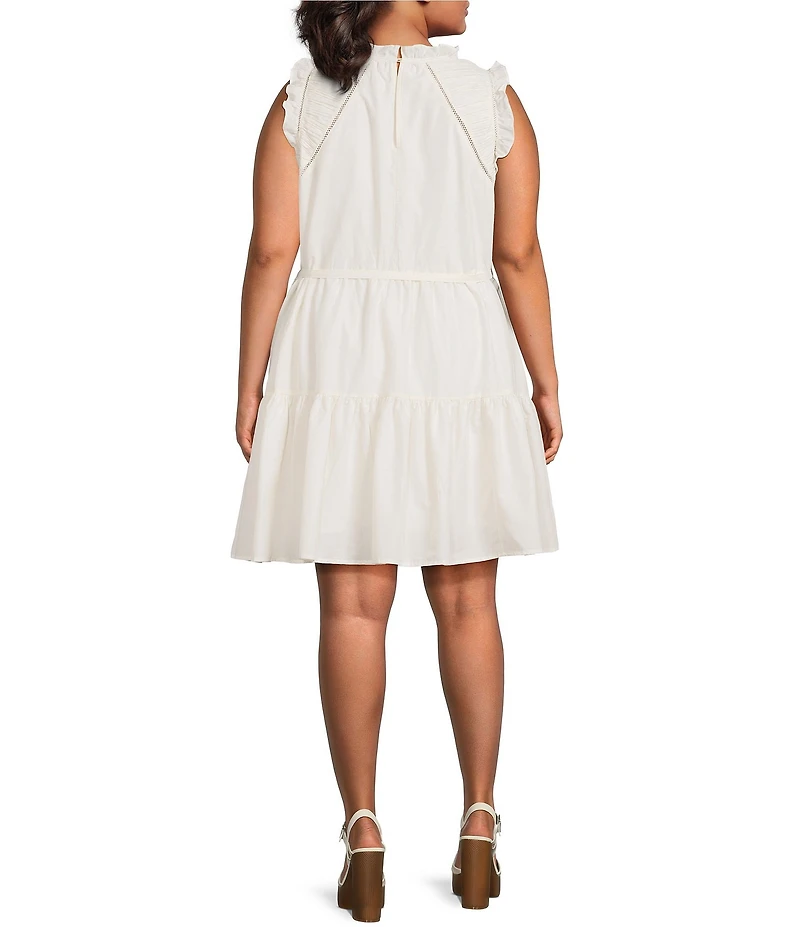 Skies Are Blue Plus Size Ruffle Ladder Lace Baby Doll Mini Dress