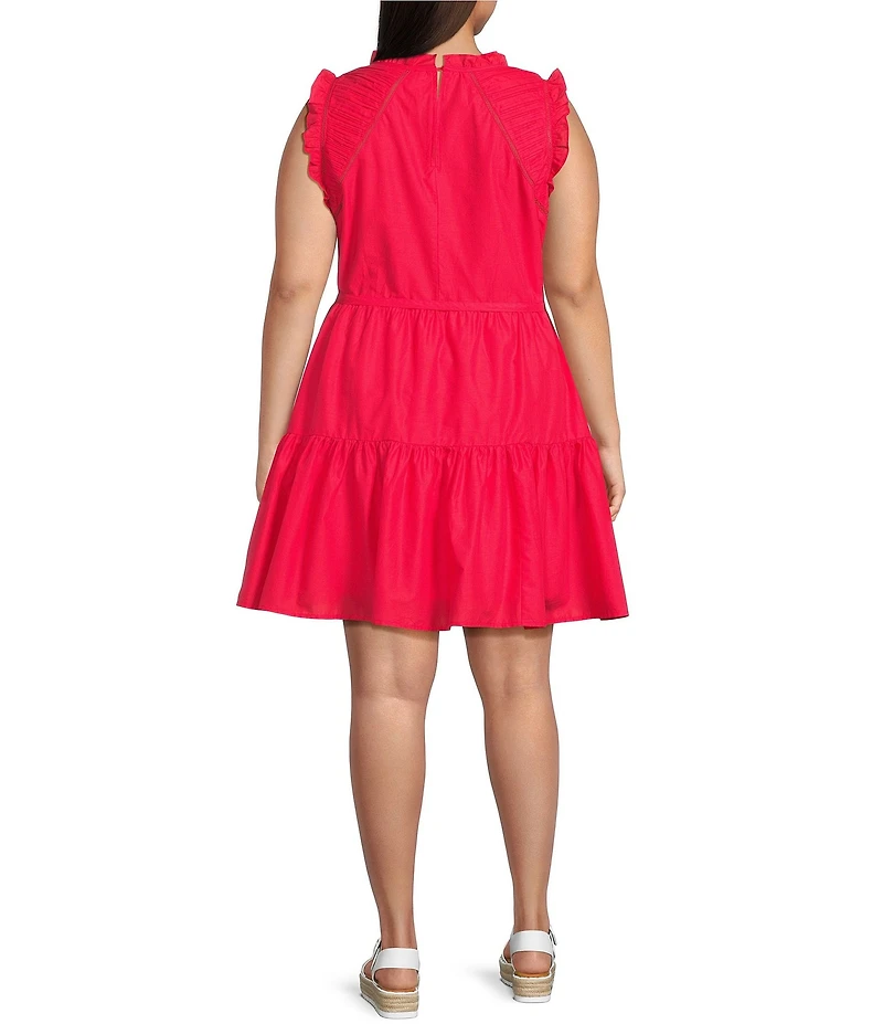 Skies Are Blue Plus Size Ruffle Ladder Lace Baby Doll Mini Dress
