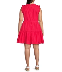 Skies Are Blue Plus Size Ruffle Ladder Lace Baby Doll Mini Dress