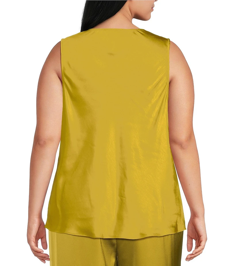 Skies Are Blue Plus Size Satin Cowl Neck Sleeveless Top