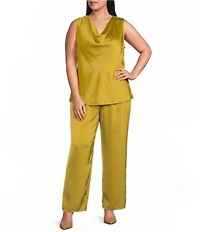Skies Are Blue Plus Size Satin Cowl Neck Sleeveless Top