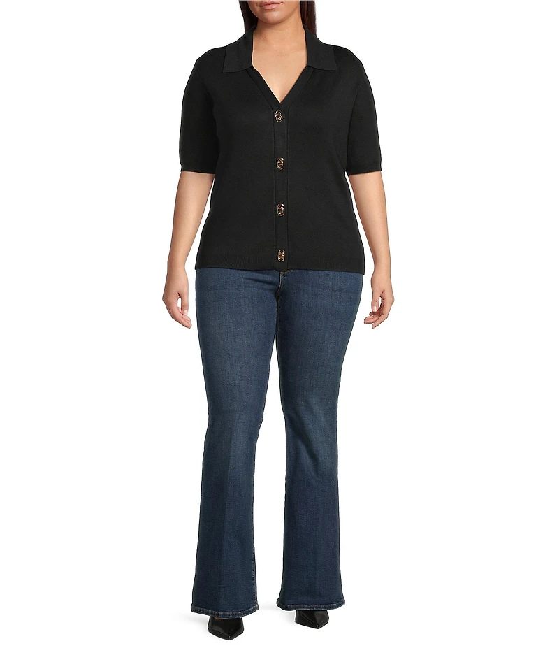 Skies Are Blue Plus Size Short Sleeve Knit Cardigan