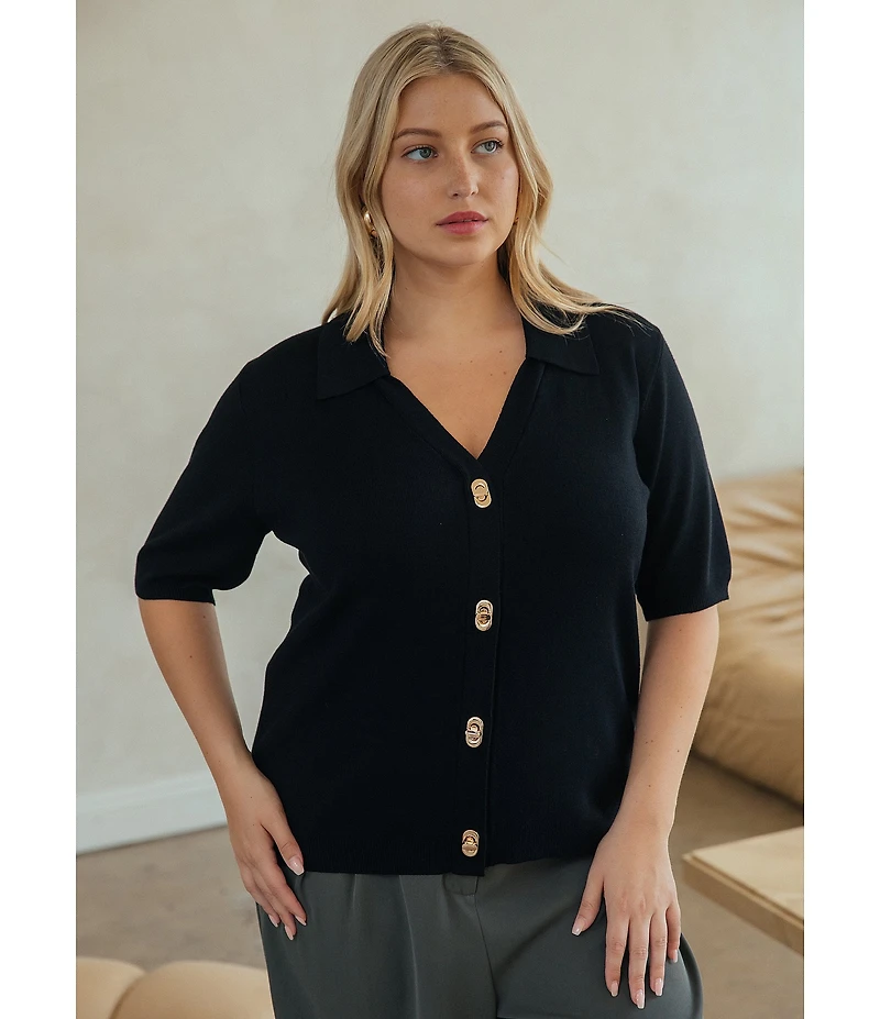 Skies Are Blue Plus Size Short Sleeve Knit Cardigan