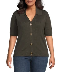 Skies Are Blue Plus Size Short Sleeve Knit Cardigan