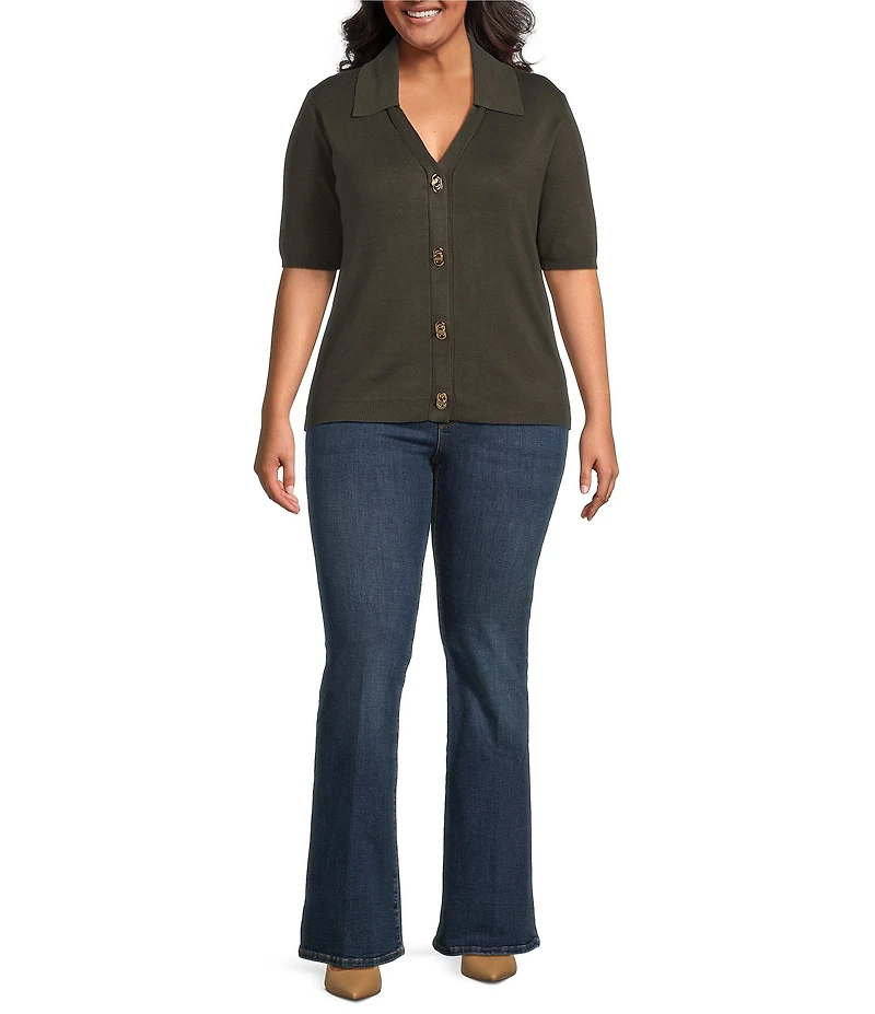 Skies Are Blue Plus Size Short Sleeve Knit Cardigan