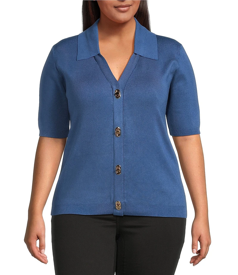 Skies Are Blue Plus Size Short Sleeve Knit Cardigan