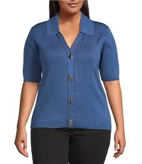 Skies Are Blue Plus Size Short Sleeve Knit Cardigan