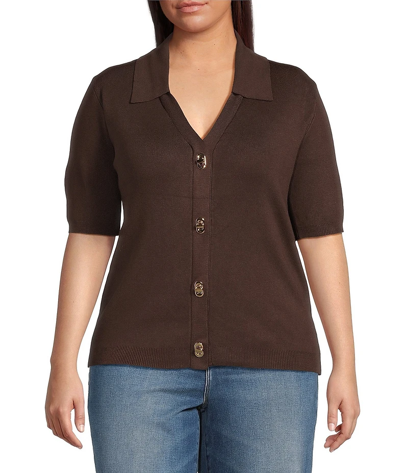 Skies Are Blue Plus Size Short Sleeve Knit Cardigan