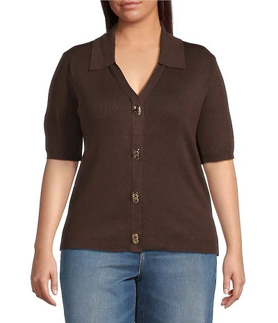 Skies Are Blue Plus Size Short Sleeve Knit Cardigan