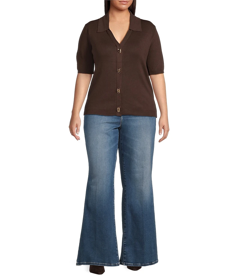 Skies Are Blue Plus Size Short Sleeve Knit Cardigan