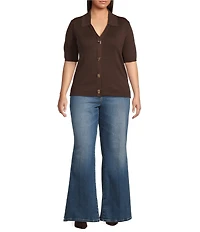Skies Are Blue Plus Size Short Sleeve Knit Cardigan