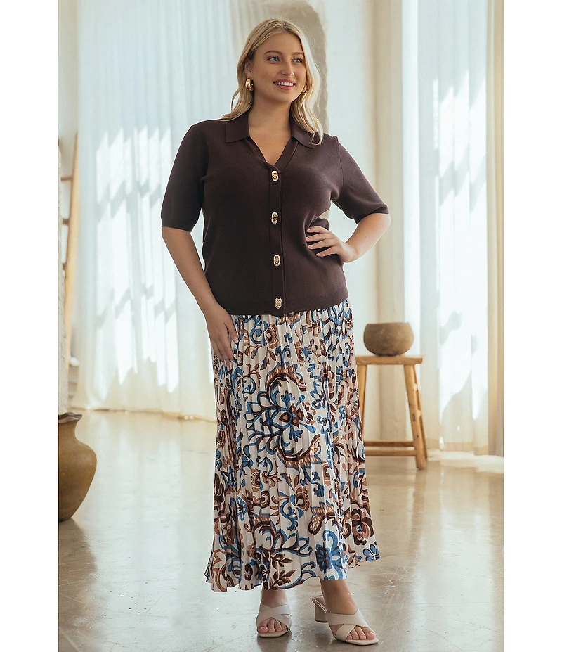 Skies Are Blue Plus Size Short Sleeve Knit Cardigan