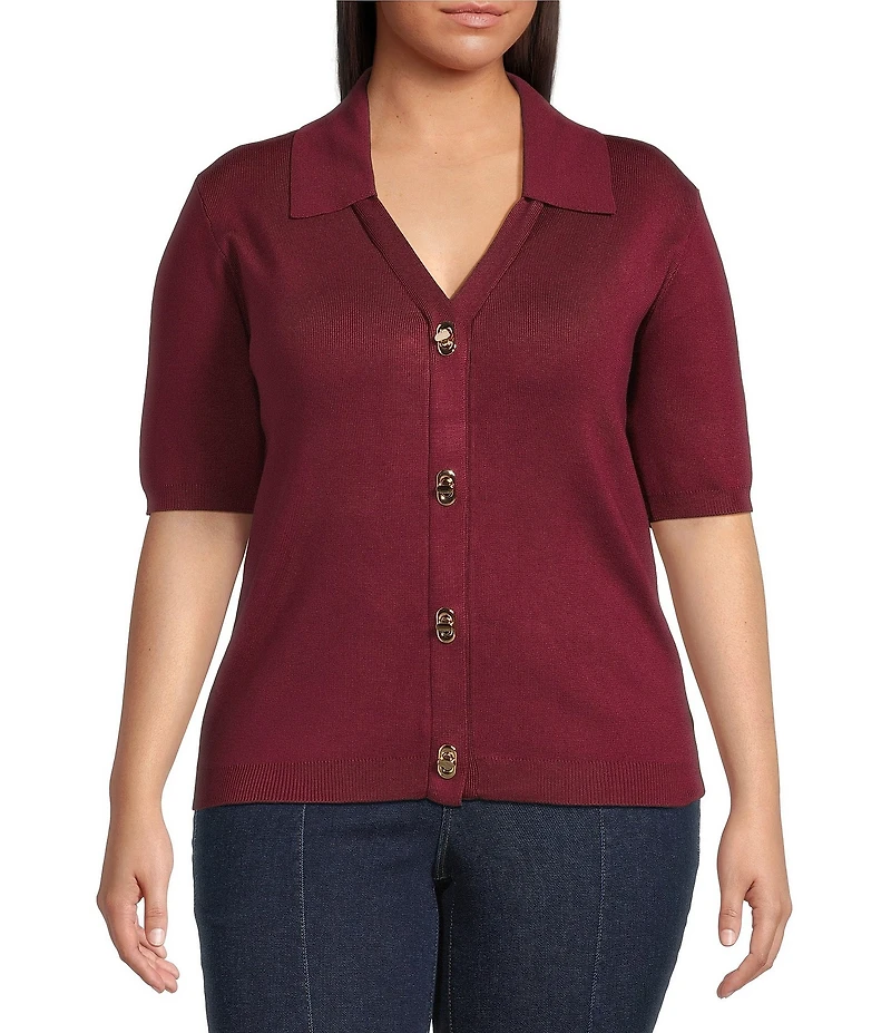 Skies Are Blue Plus Size Short Sleeve Knit Cardigan