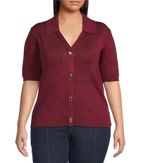 Skies Are Blue Plus Size Short Sleeve Knit Cardigan