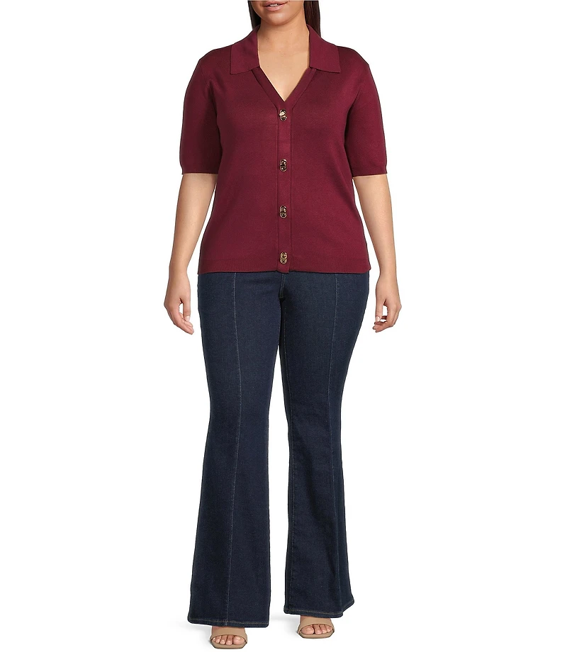Skies Are Blue Plus Size Short Sleeve Knit Cardigan