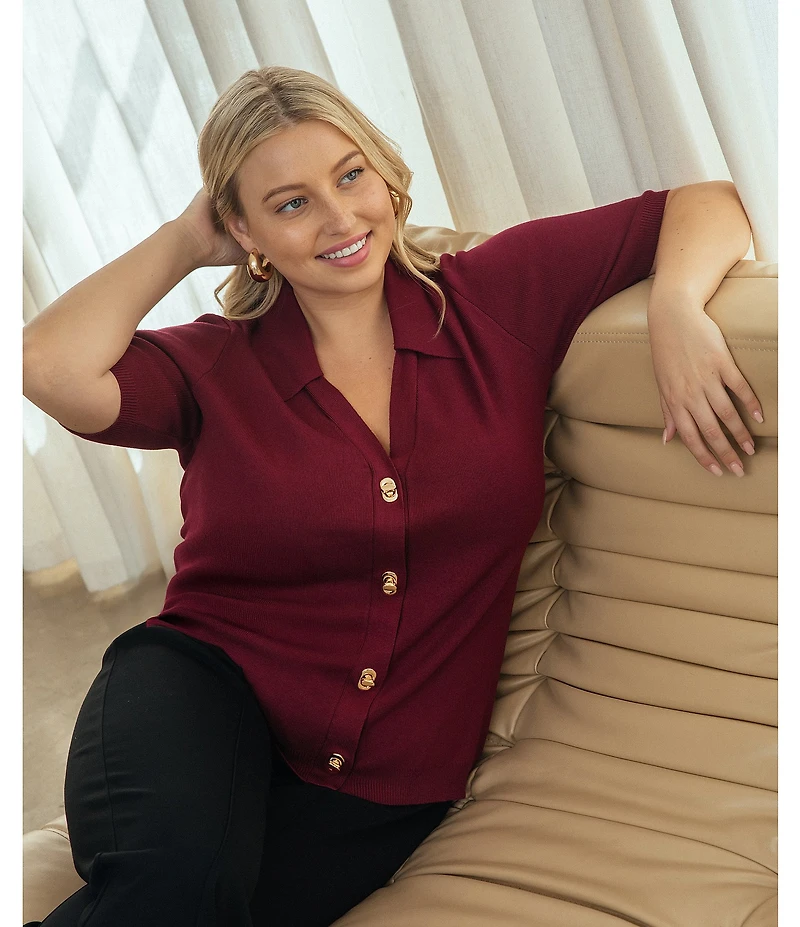 Skies Are Blue Plus Size Short Sleeve Knit Cardigan