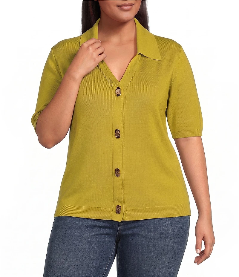 Skies Are Blue Plus Size Short Sleeve Knit Cardigan