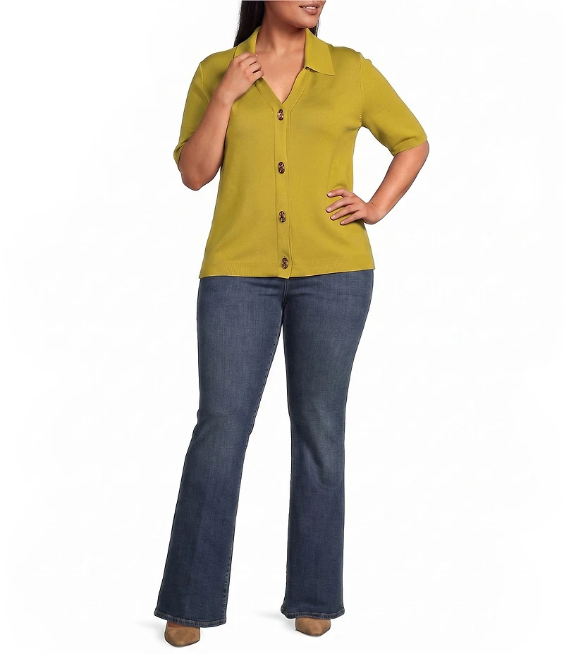 Skies Are Blue Plus Size Short Sleeve Knit Cardigan