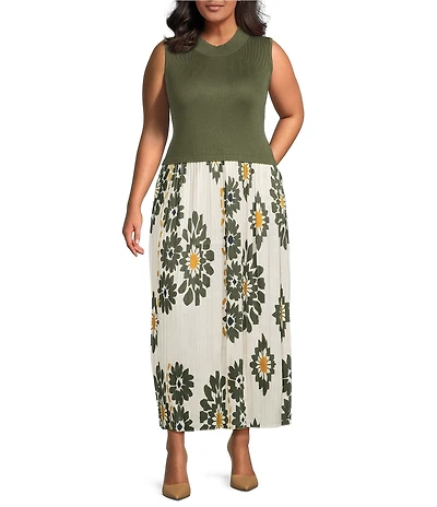 Skies Are Blue Plus Size Sleeveless Printed Midi Dress
