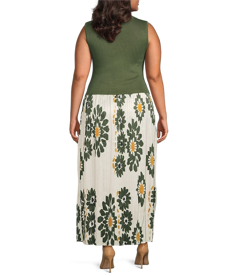 Skies Are Blue Plus Size Sleeveless Printed Midi Dress