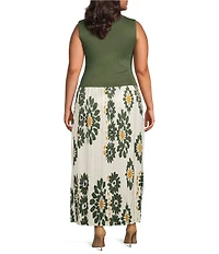 Skies Are Blue Plus Size Sleeveless Printed Midi Dress