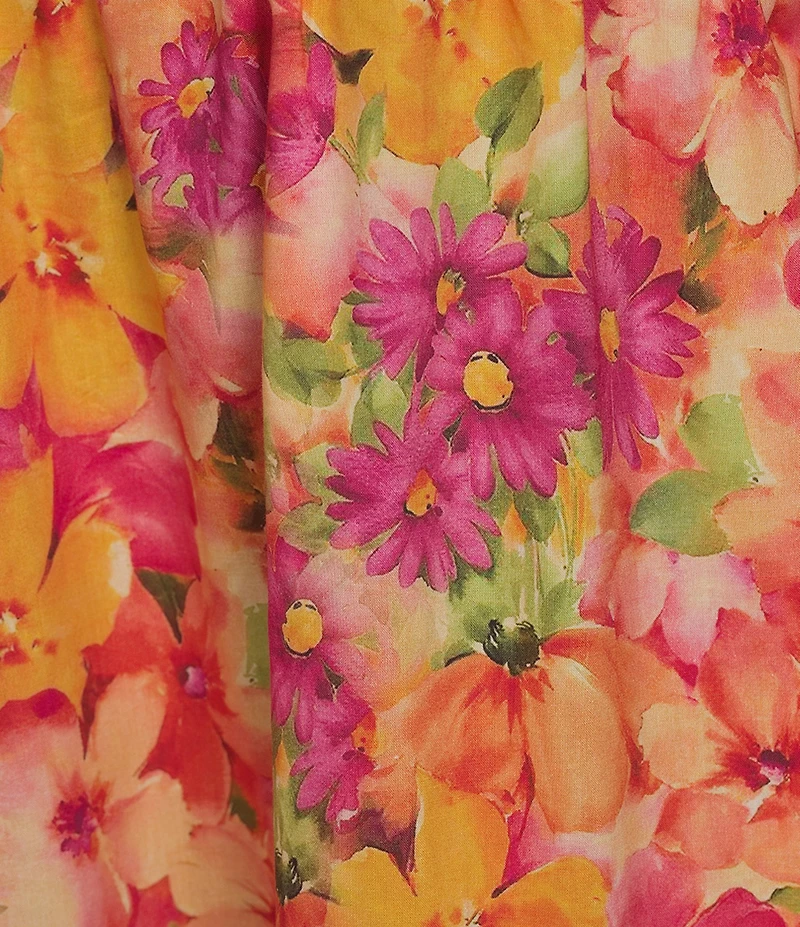 Skies Are Blue Plus Size Sleeveless Smock Top Floral Maxi Dress