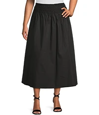 Skies Are Blue Plus Size Smocked Waist Midi Skirt