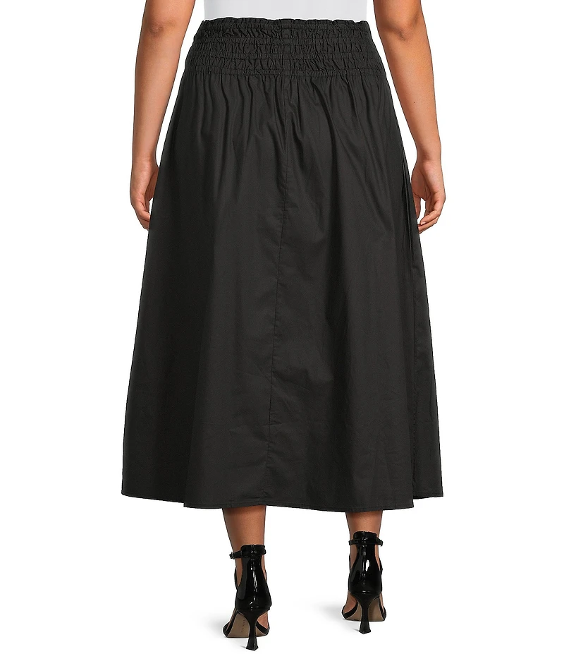 Skies Are Blue Plus Size Smocked Waist Midi Skirt