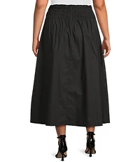 Skies Are Blue Plus Size Smocked Waist Midi Skirt