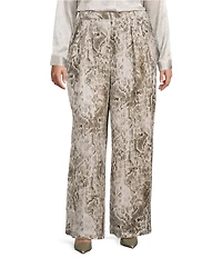 Skies Are Blue Plus Size Snake Print High Rise Wide Leg Pants