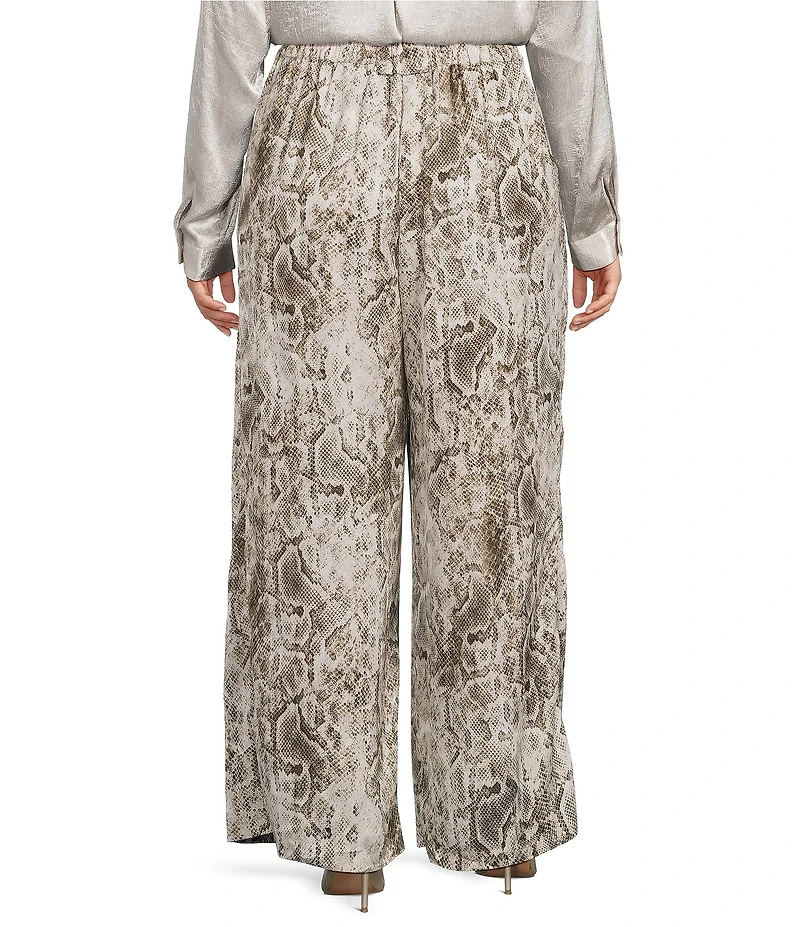 Skies Are Blue Plus Size Snake Print High Rise Wide Leg Pants