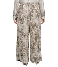Skies Are Blue Plus Size Snake Print High Rise Wide Leg Pants