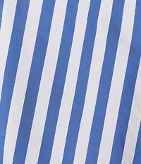 Skies Are Blue Plus Size Stripe Print Crew Neck Short Sleeve Peplum Hem Poplin Top