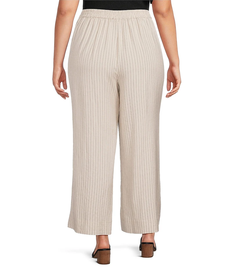Skies Are Blue Plus Size Striped Wide Leg Pull On Pants