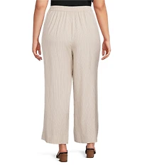 Skies Are Blue Plus Size Striped Wide Leg Pull On Pants