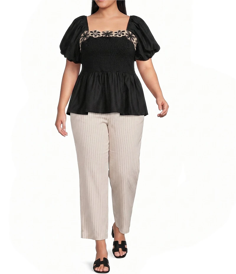 Skies Are Blue Plus Size Striped Wide Leg Pull On Pants