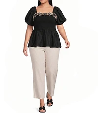 Skies Are Blue Plus Size Striped Wide Leg Pull On Pants