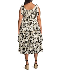 Skies Are Blue Plus Size Tiered Sleeveless Poplin Midi Dress