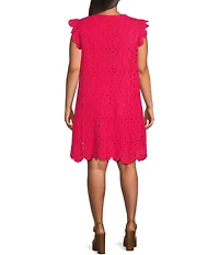 Skies Are Blue Plus Size V-Neck Crochet Mini Dress