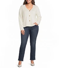 Skies Are Blue Plus Size V-Neck Long Sleeve Button Front Knit Cardigan