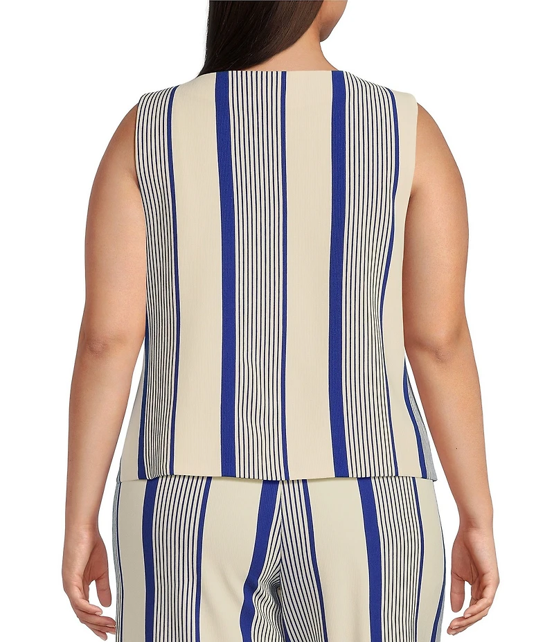 Skies Are Blue Plus Variegated Stripe Sleeveless Knit Coordinating Vest
