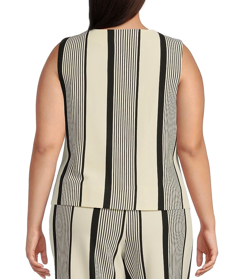 Skies Are Blue Plus Variegated Stripe Sleeveless Knit Coordinating Vest