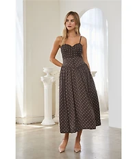 Skies Are Blue Polka Dot Sweetheart Neck Sleeveless Fit and Flare Maxi Dress